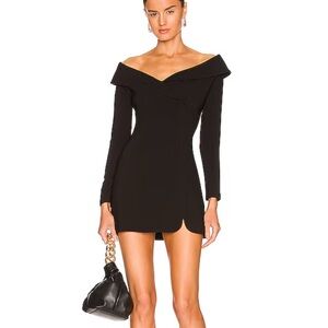 Black Asymmetrical Off-Shoulder Long Sleeve Dress
